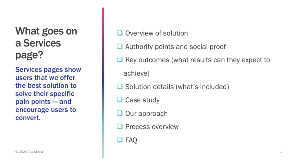 Information architecture example: webpage content template