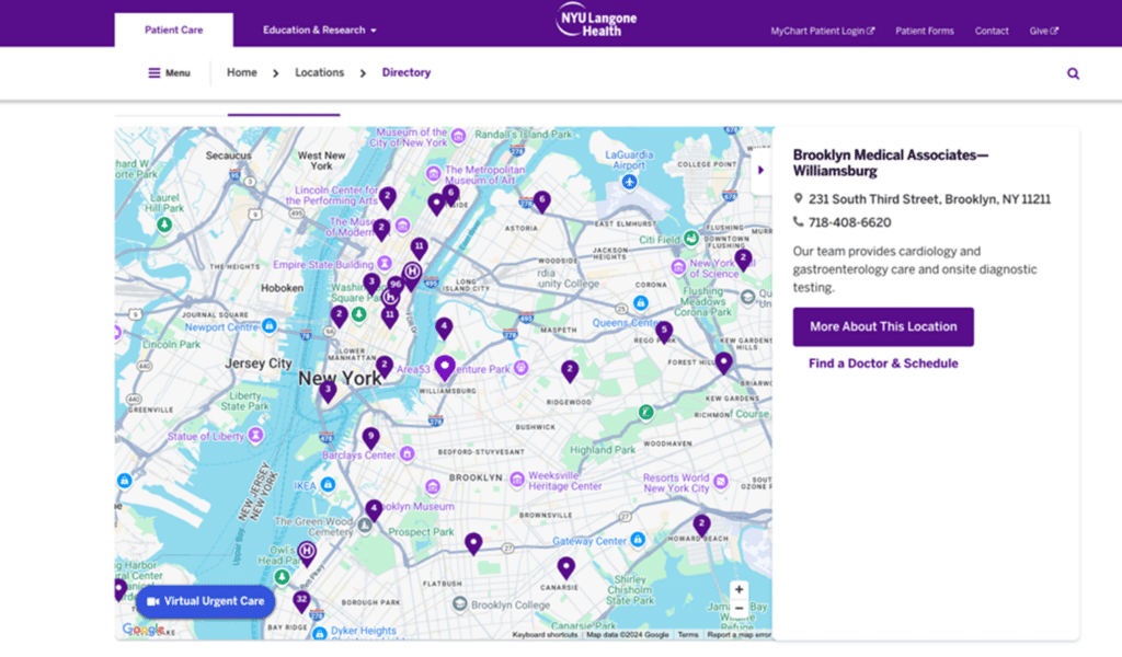 Interactive maps on health website