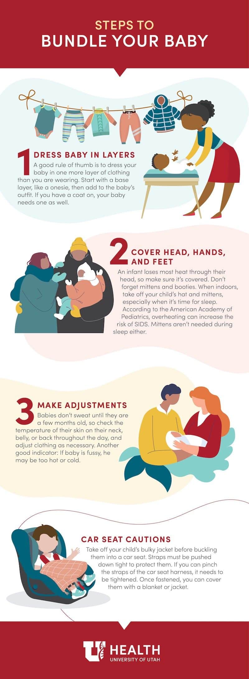 Pinterest post by Utah Health about how to safely bundle your baby. 