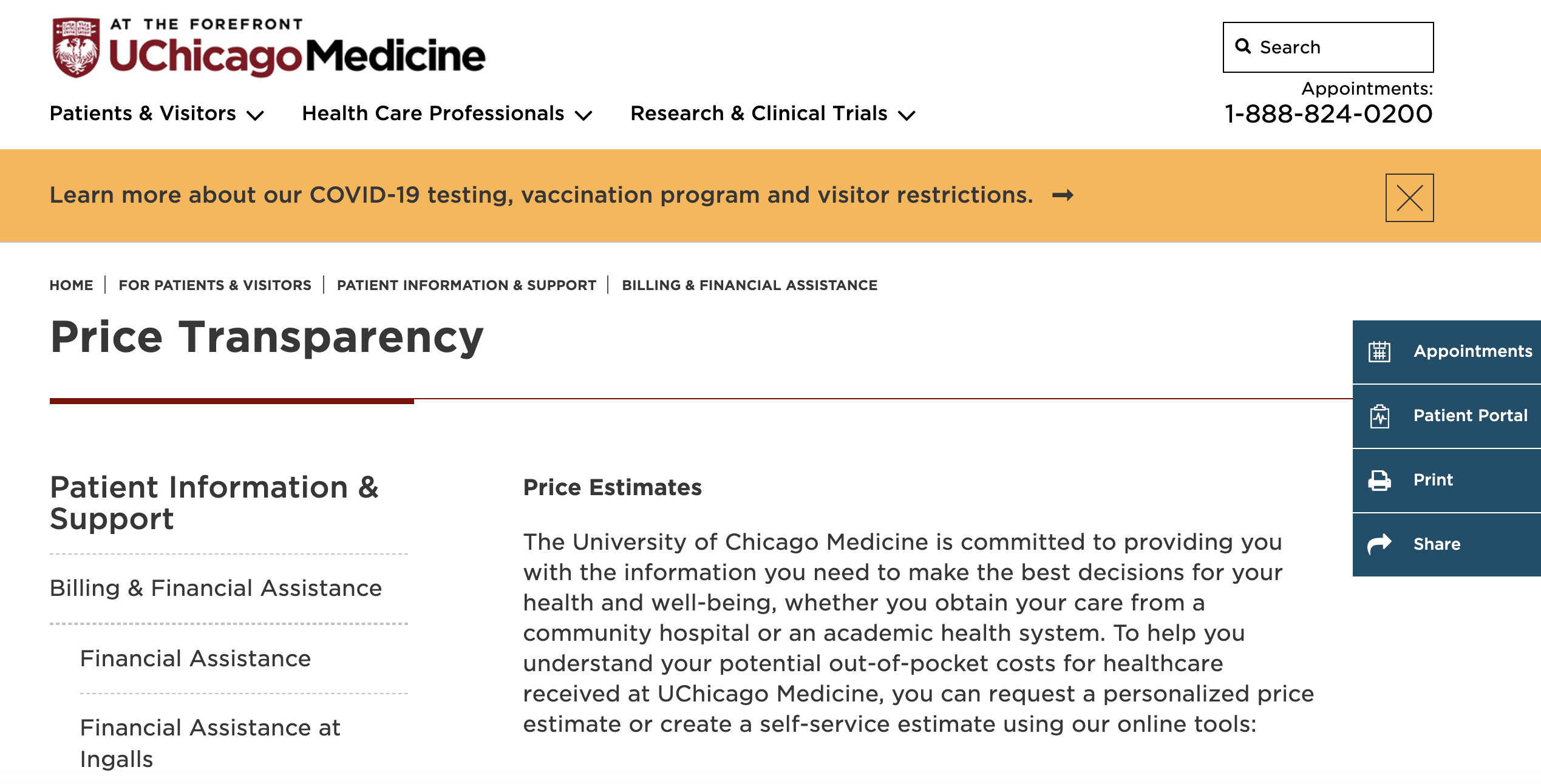 Hospital price transparency