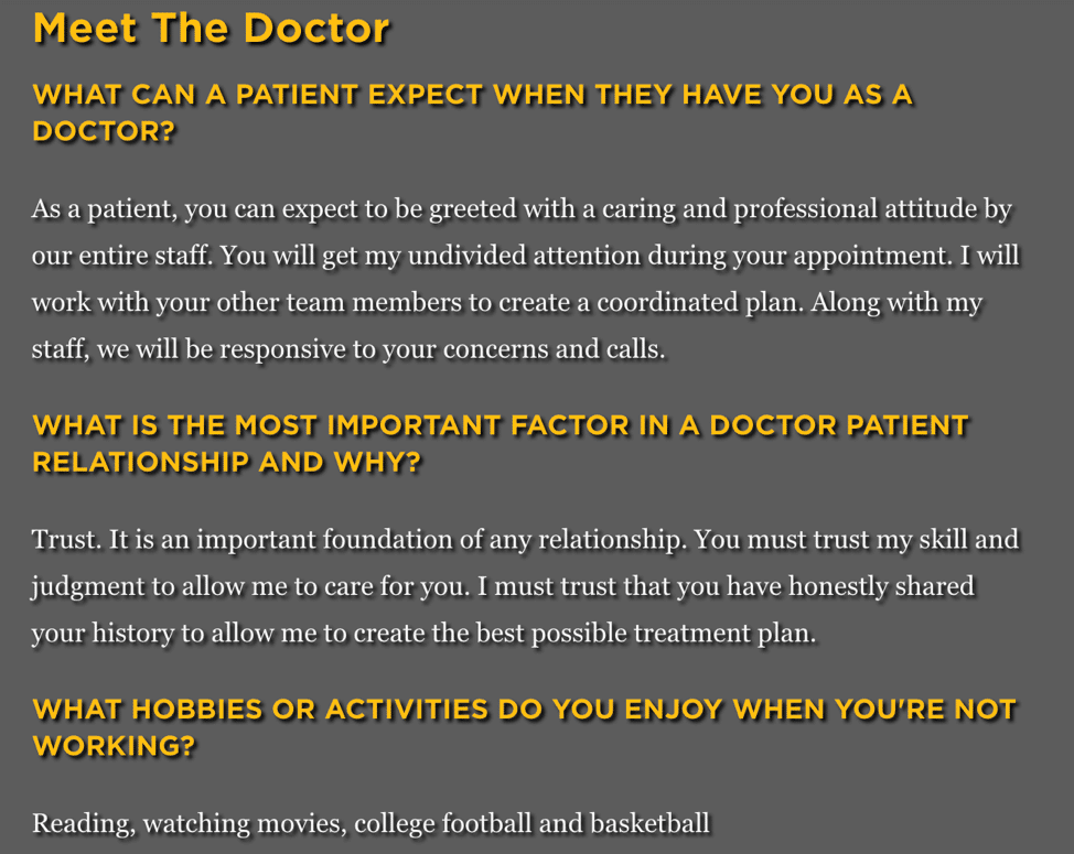 What makes a great doctor profile?