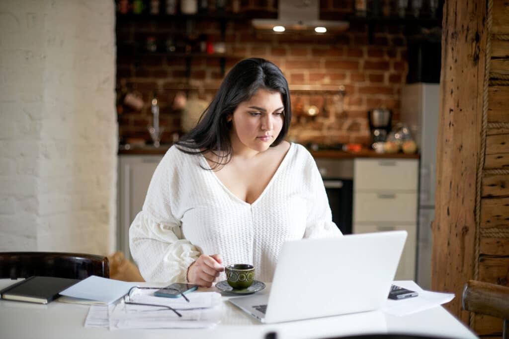 Woman working on laptop