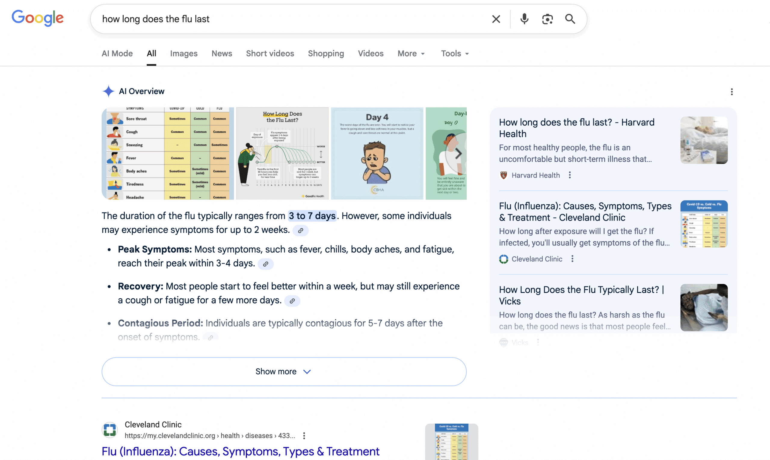 Screenshot of an AI Overview result for a top-of-funnel query in healthcare