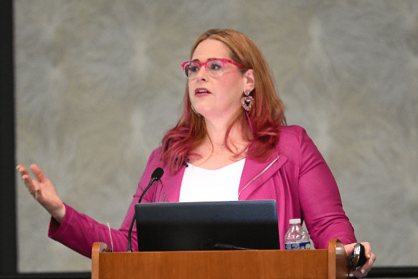 Ahava Leibtag speaking at a national conference